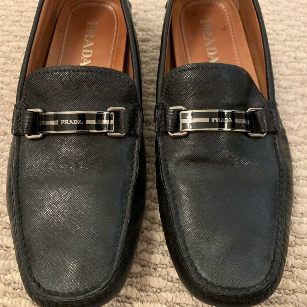 PRADA MEN SAFFIANO BLACK LEATHER DRESS SHOES